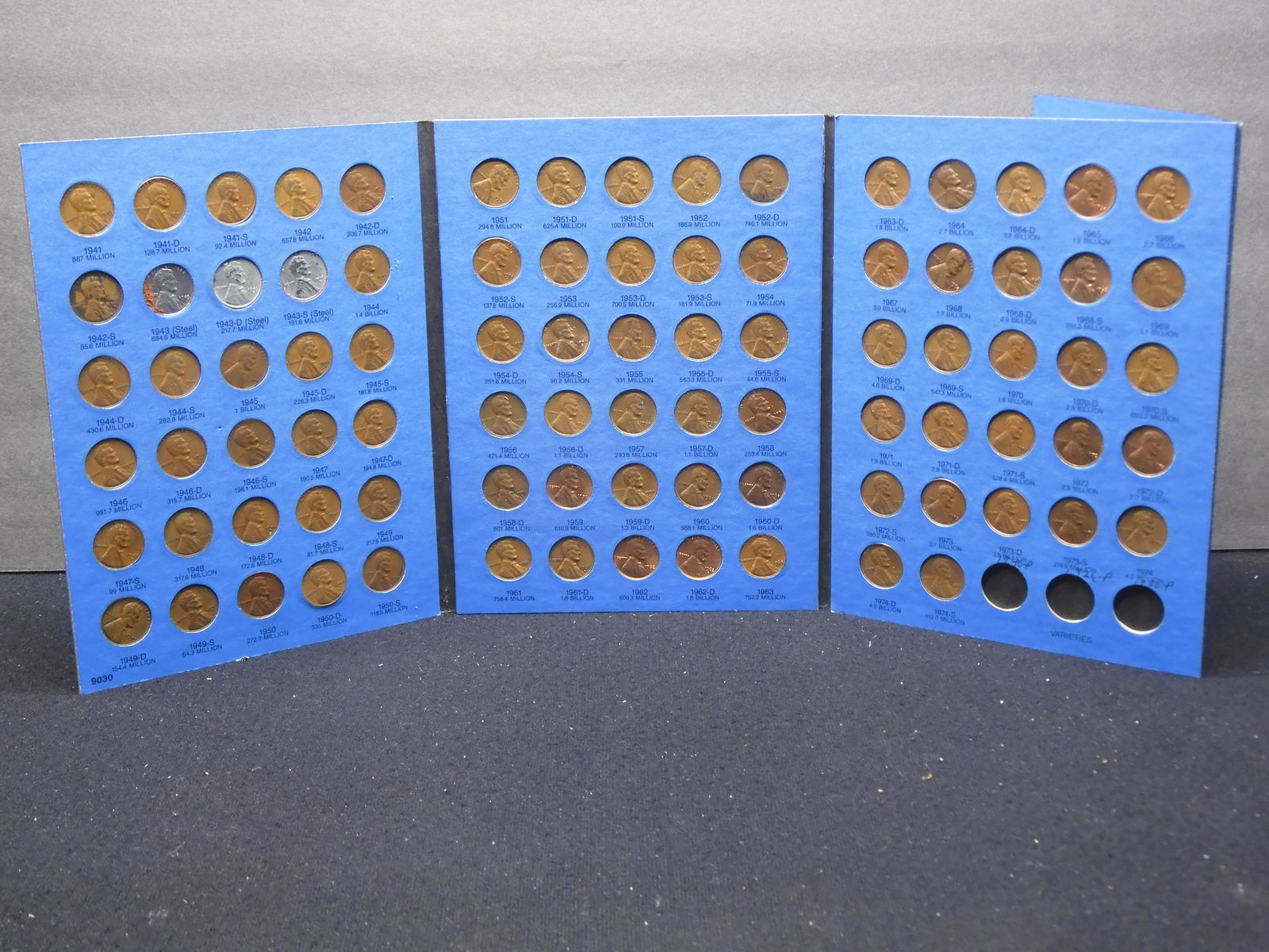 Complete Lincoln Cent Collection 1941-1974 plus extras. Housed in Whitman Coin Folder (1 of 8)