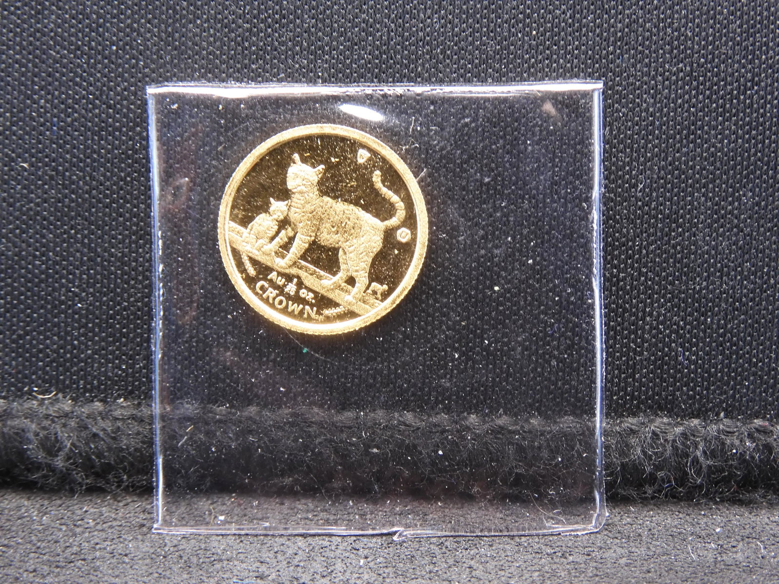2002 Isle of Man 1/25 Crown. This .999 gold coin depicts Balinese kittens. GEM BU.: 2002 Isle of Man 1/25 Crown. This .999 gold coin depicts Balinese kittens. GEM BU.