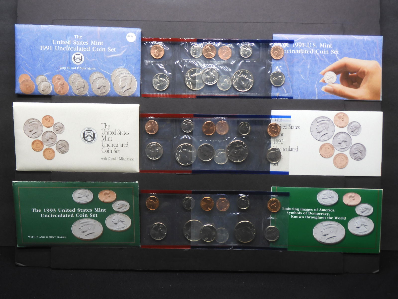 1991 1992 1993 Philadelphia & Denver United States 10-Coin Mint Sets With Original Gov't Packaging. (1 of 16)