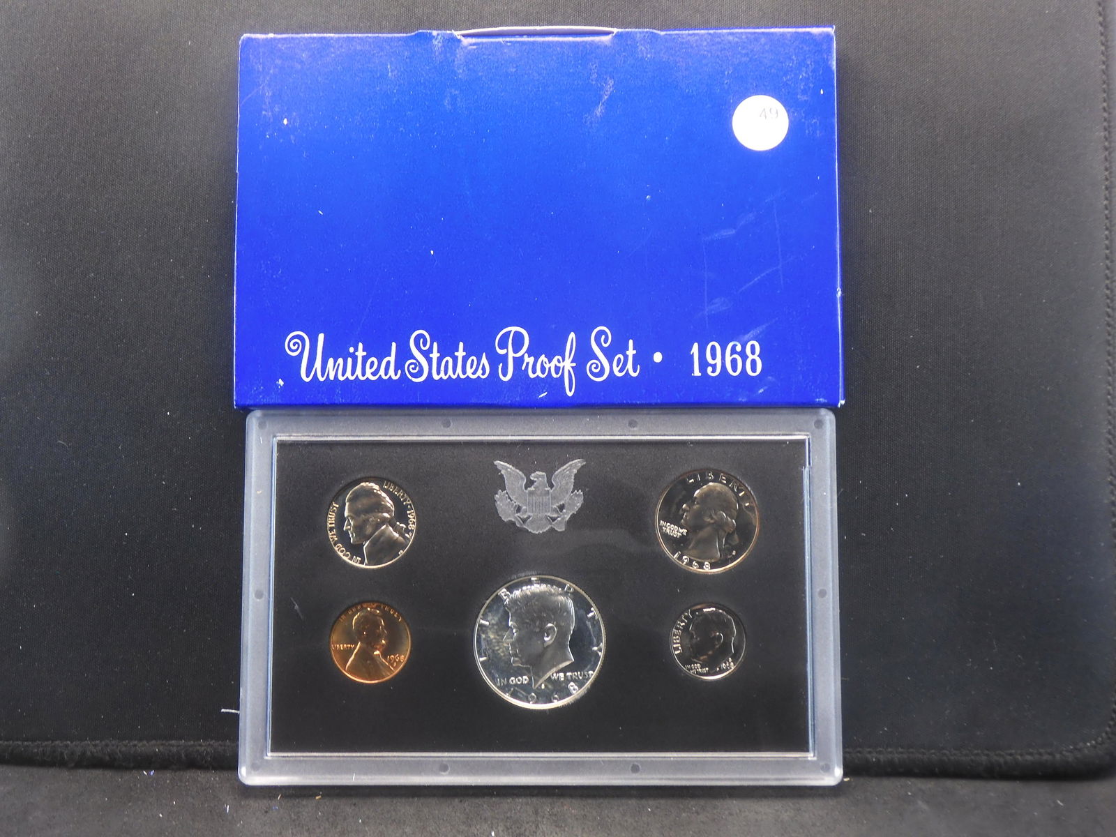 (5) coin 1968-S US proof set in original mint box. Silver Kennedy Half. GEM Proof. (1 of 3)