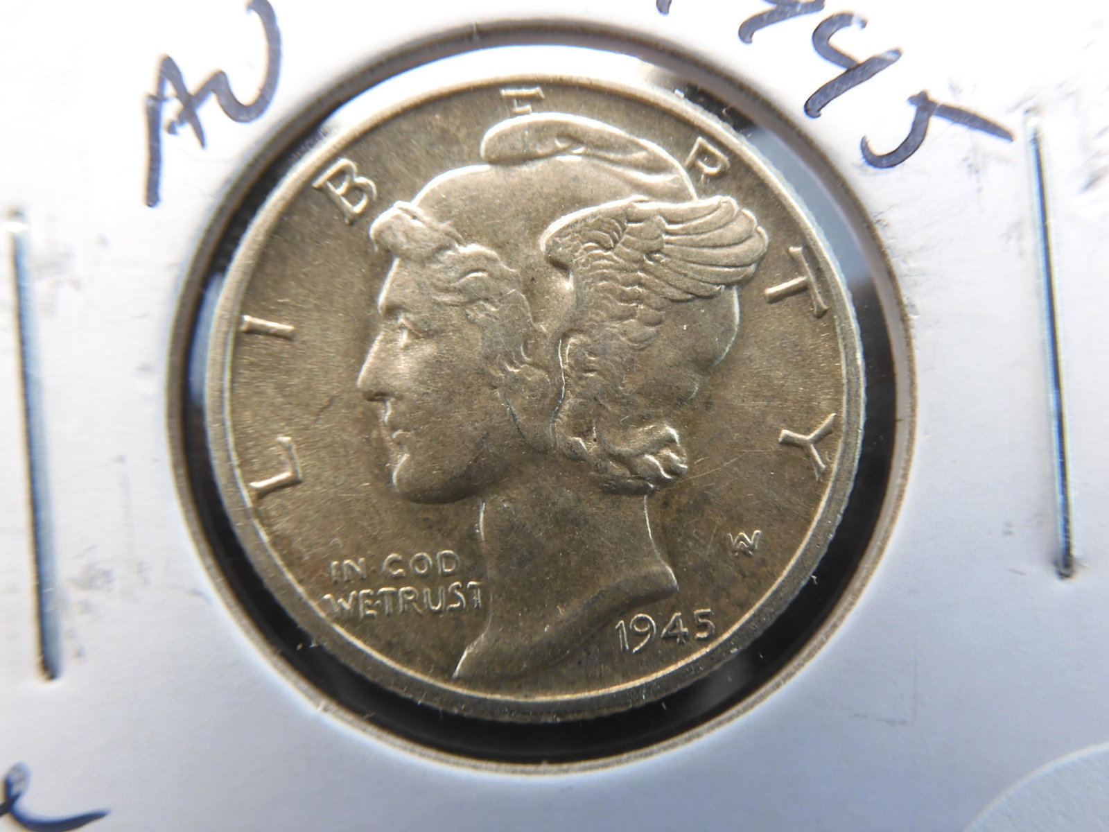 1945 Silver Mercury Dime - WWII Era! - Beautiful Details!: 1945 Silver Mercury Dime - WWII Era! - Beautiful Details!