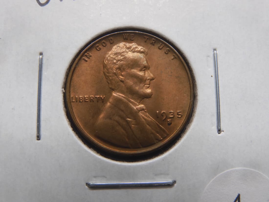 1935-S RED Lincoln Wheat Cent. UNC (1 of 3)