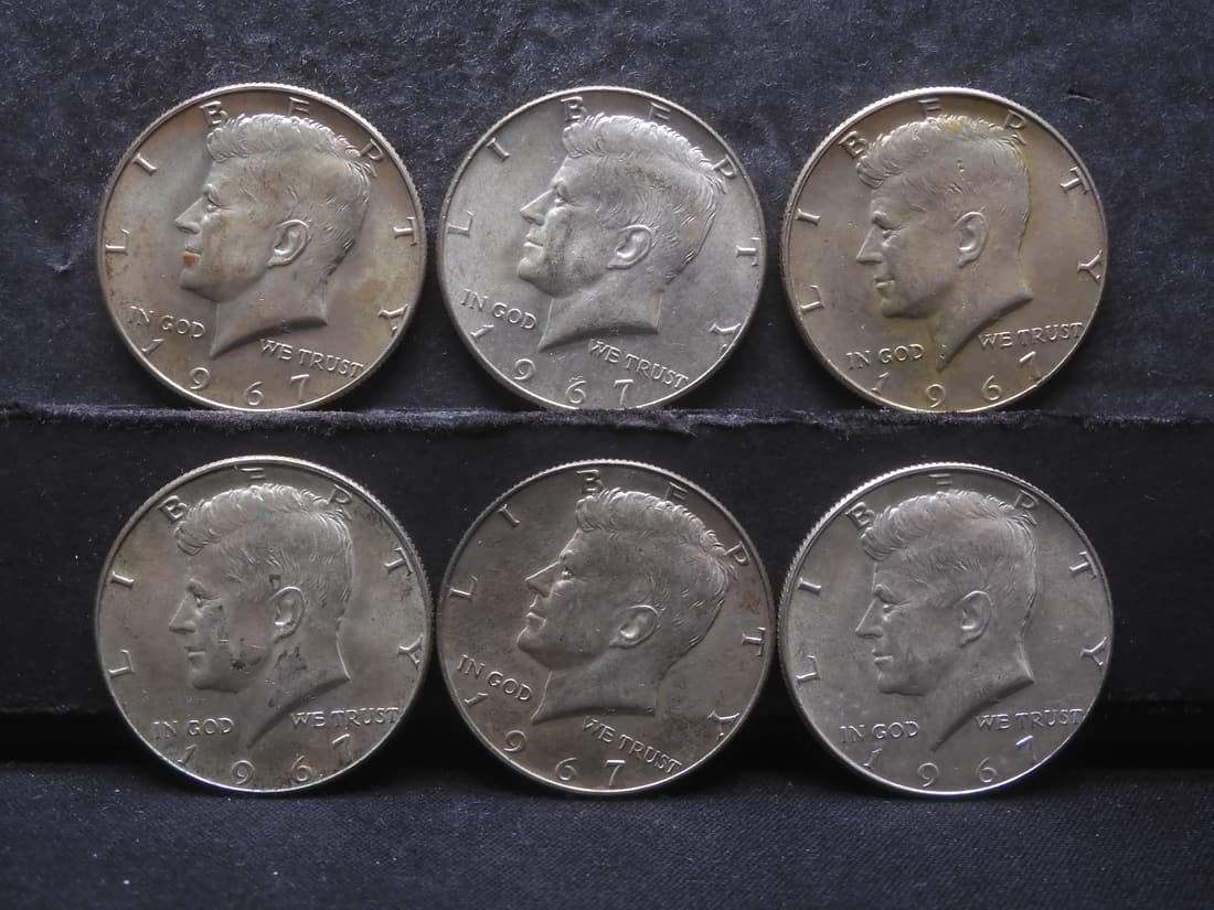 6- 1967 Kennedy Half Dollars (1 of 2)