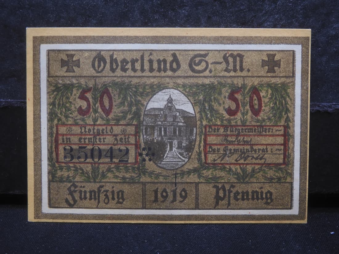 1919 German-crisp, Notgeld note, 50 Pf (1 of 3)