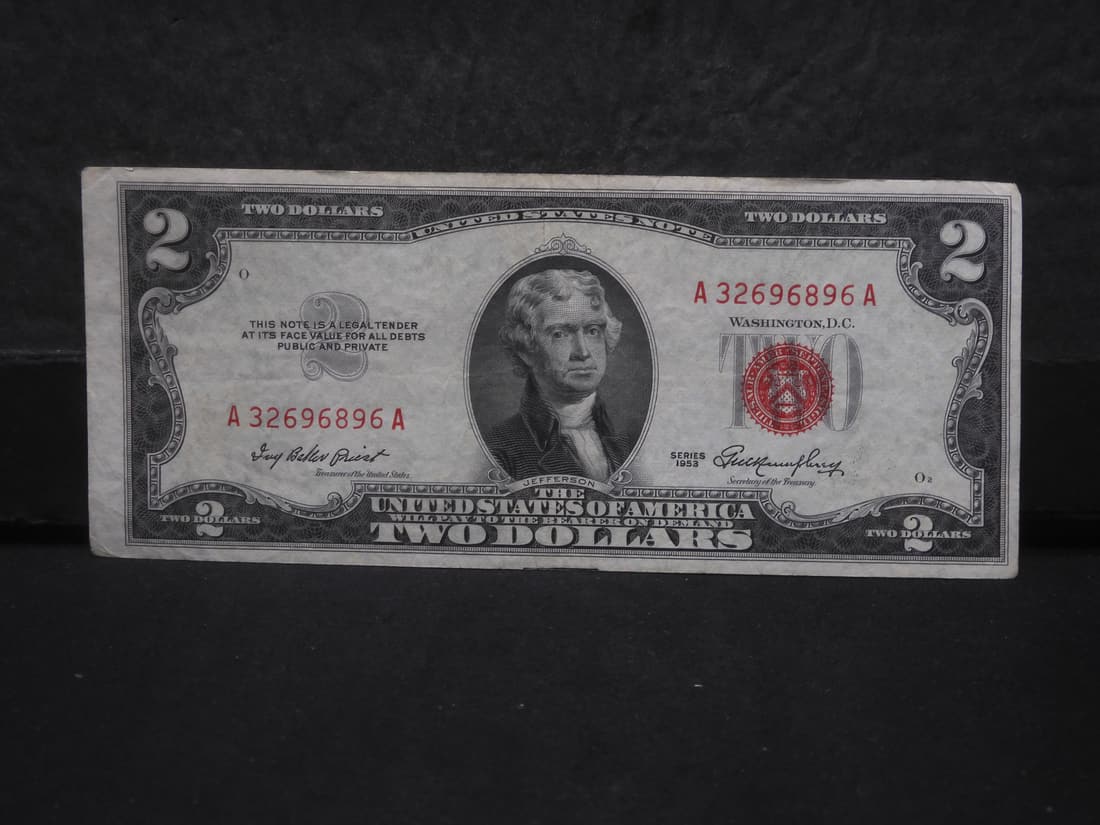 1953, Error die shift, Quite Crisp, bookends, $2 bill, 70 years old! (1 of 3)