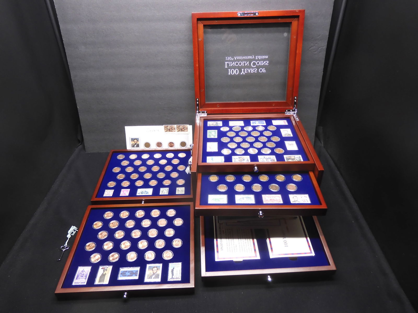 100 Years of Lincoln Coins & Stamps - 150th Anniversary Edition w/ Beautiful Display Case w/ Lock (1 of 14)