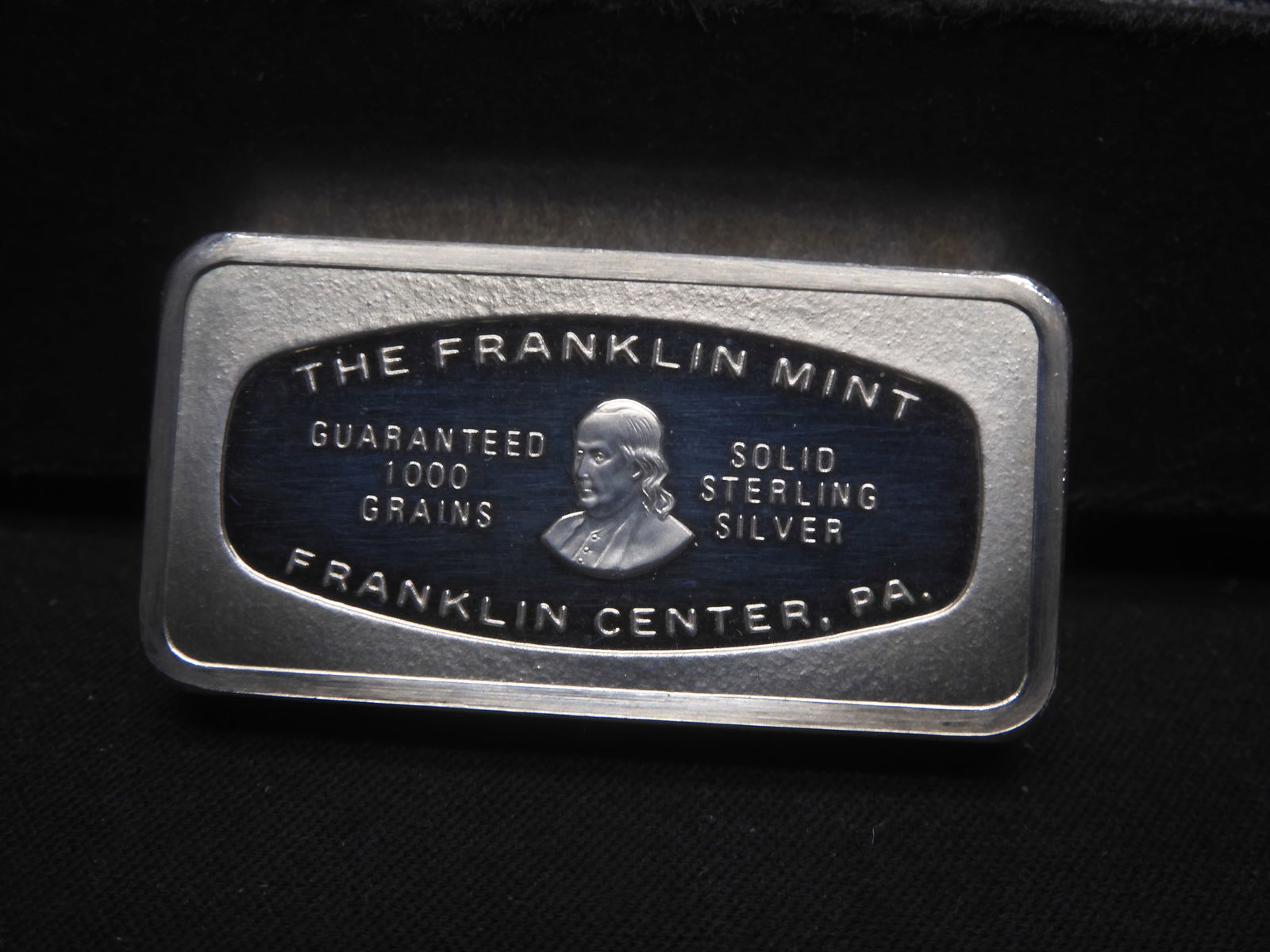 1972 Franklin Mint National Bank of Alaska Anchorage Sterling Silver Bar 1000 Grains: 1972 Franklin Mint National Bank of Alaska Anchorage Sterling Silver Bar 1000 Grains