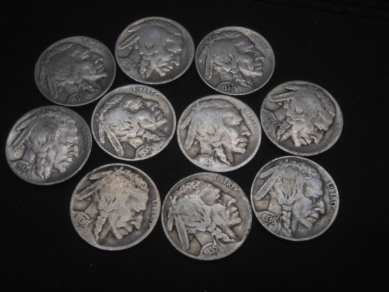 10 Mixed Date and Mint Mark Buffalo Nickels. Nice Mix (1 of 5)