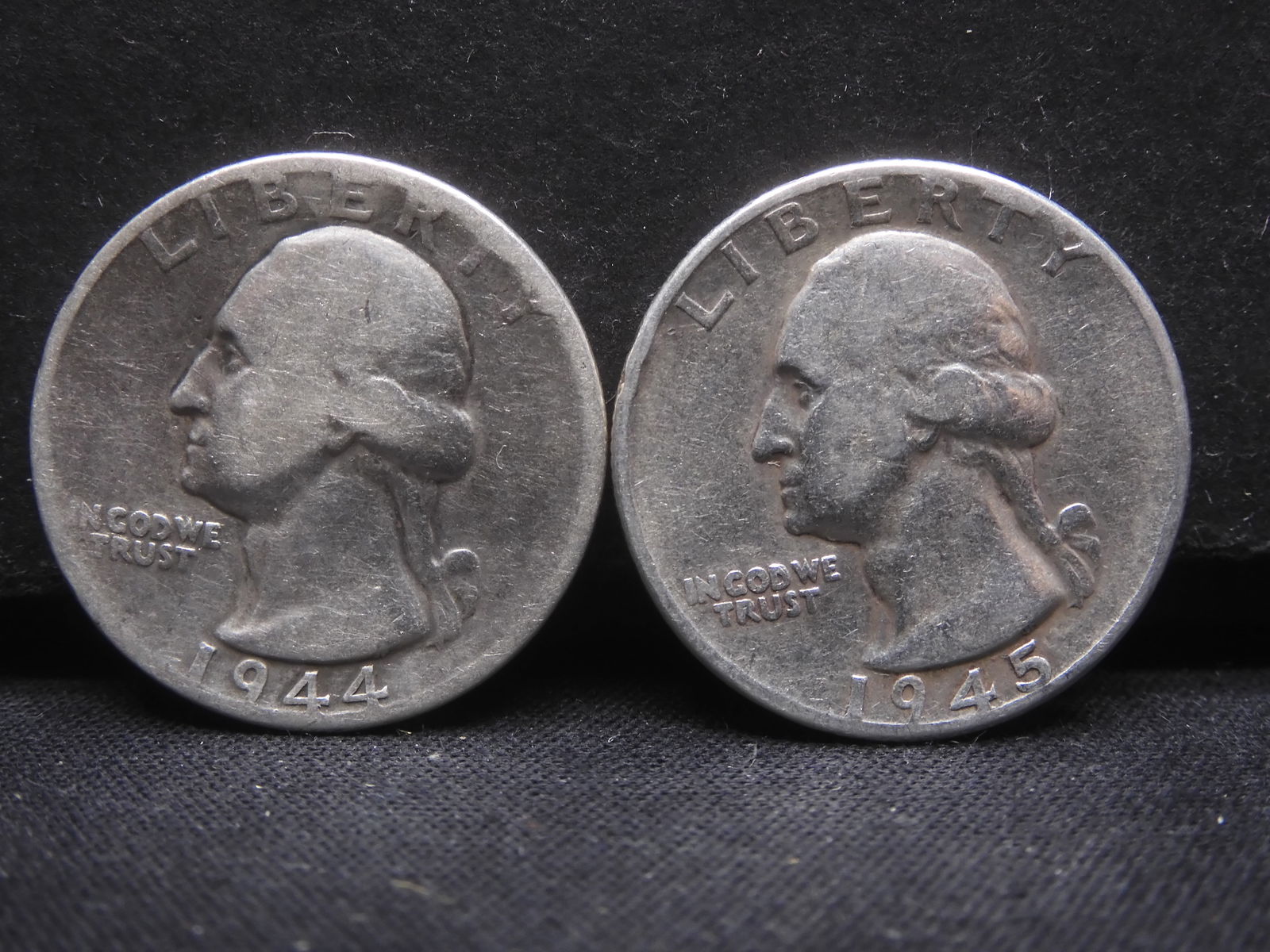 1944 and 1945 WWII Era, 90% Silver, Washington Quarters (1 of 2)