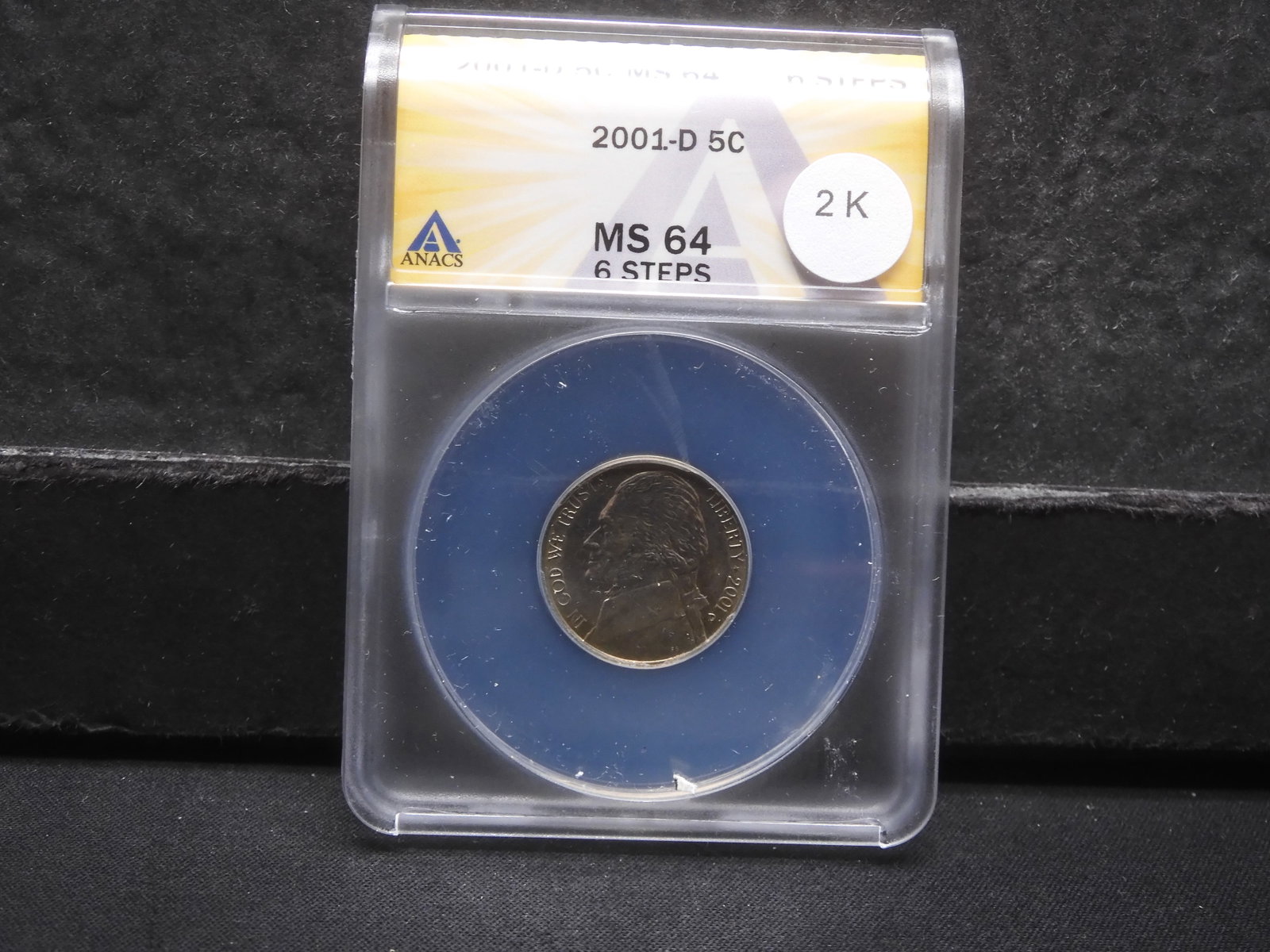 2001-D ANACS MS 64 - 6 STEPS - Jefferson Nickel - Lightly toned: 2001-D ANACS MS 64 - 6 STEPS - Jefferson Nickel - Lightly toned