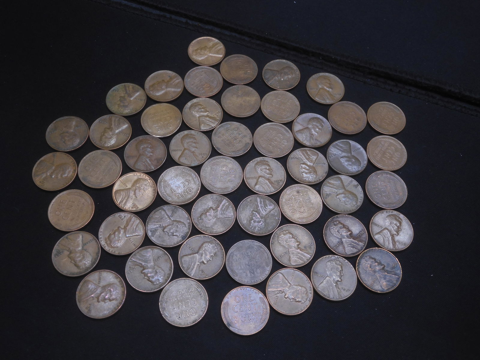 (50) Mixed Date Lincoln Wheat Cents  1955-D, 1956, 1956-D (1 of 6)
