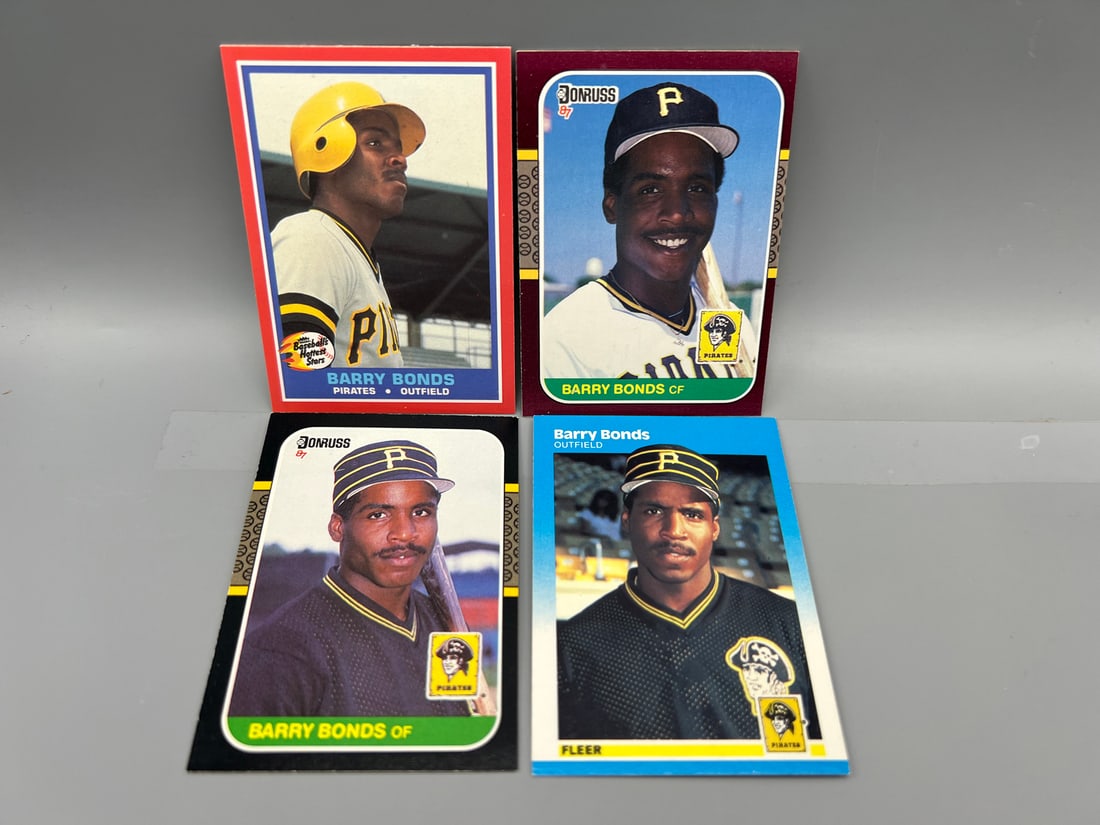 Lot of (4) Barry Bonds Baseball Rookie Cards - Varying Conditions (1 of 2)