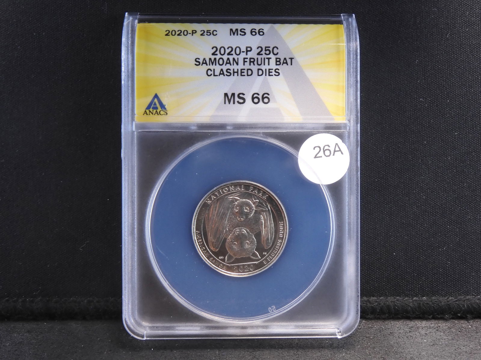 Error Alert! 2020 P Samoan Fruit Bat Quarter With Clashed Dies. Slabbed