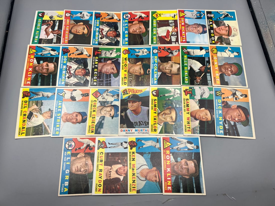 1960 Topps Baseball Cards Lot of 25 w/ High Number - Appear to be Higher Grade Condition (1 of 6)