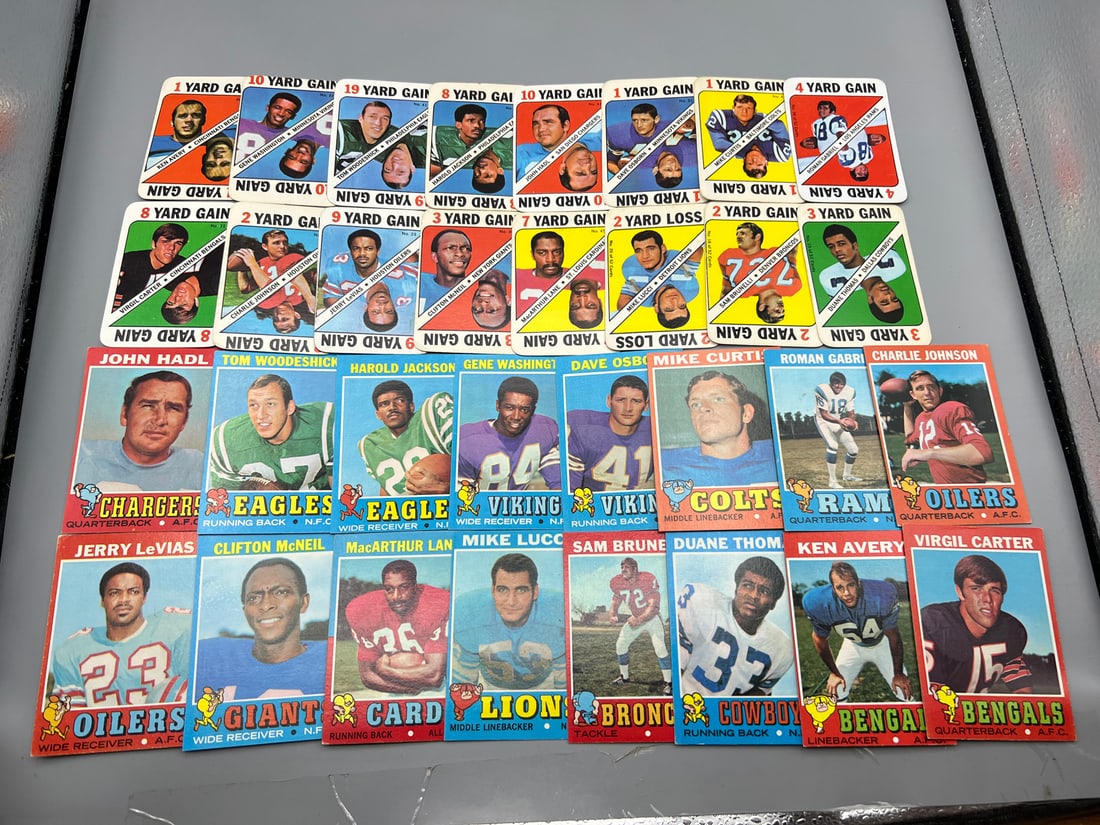 Lot of 32 - 1971 Topps Football Cards & Topps Game Inserts - Varying Conditions (1 of 5)