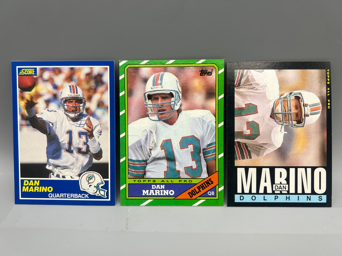 (3) Dan Marino Cards - 1985 & 1986 Topps & 1989 Score (1 of 2)
