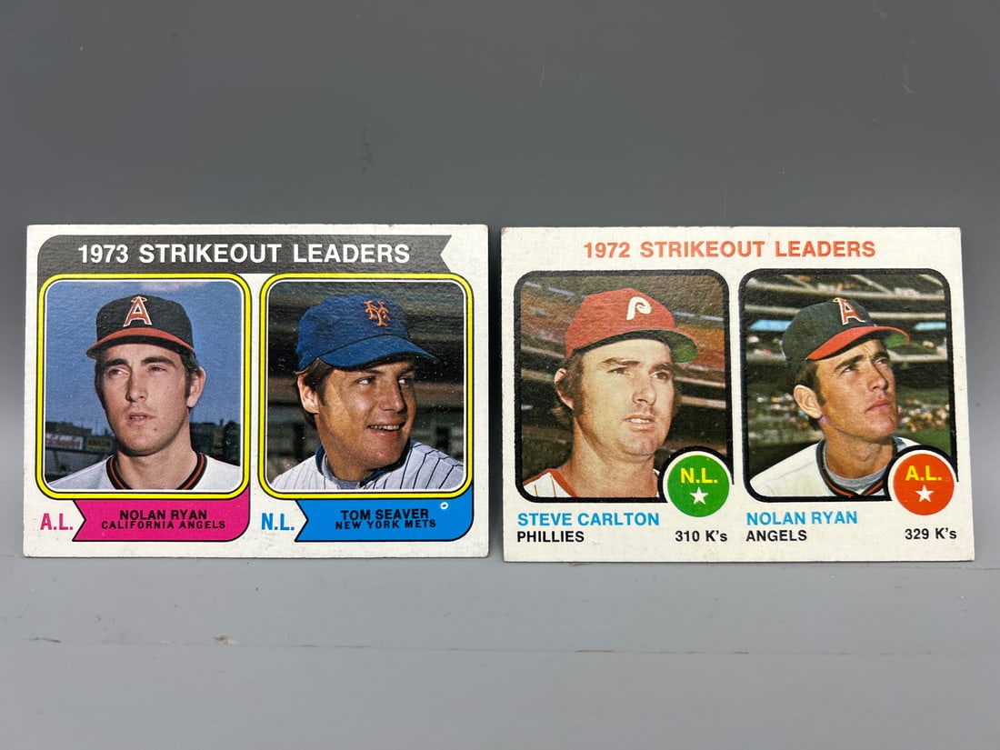 1973 Topps Strikeout Leaders #67 & 1974 Topps Strikeout Leaders #207 - Nolan Ryan, Tom Seaver, Steve (1 of 2)