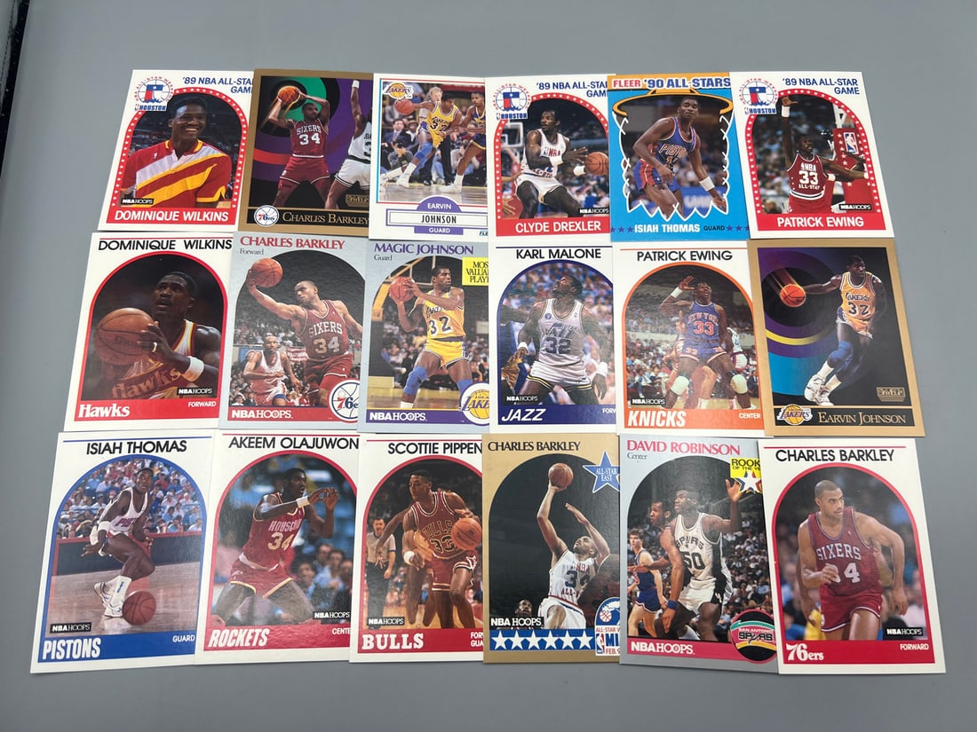 Lot of (18) Assorted Basketball Star Player Cards - Varying Conditions - Charles Barkley, Magic (1 of 5)