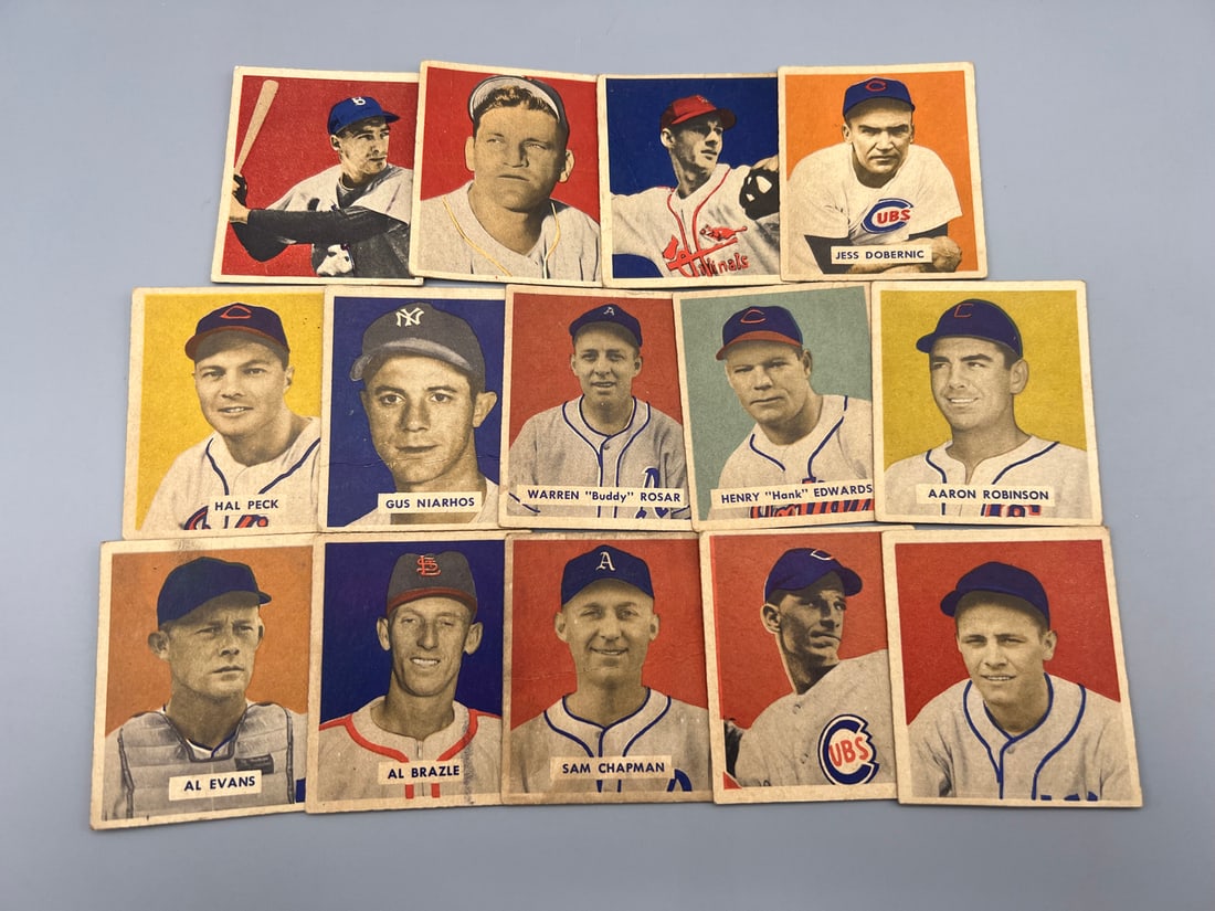 1949 Bowman Baseball Lot of 14 with Billy Cox Rookie and Andy Pafko - Varying Conditions (1 of 2)
