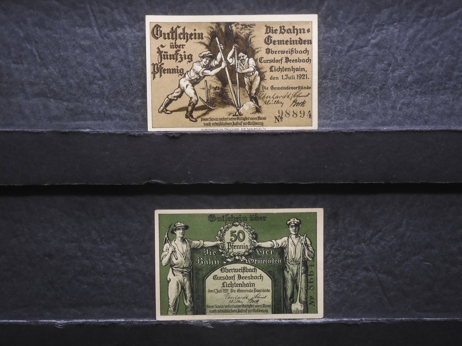 2-1921 50 PF German-Crisp, Notgeld notes (1 of 5)