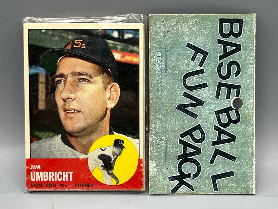 1963 Topps Baseball Unopened West Corp. Cello Fun Pack - Roberto Clemente Buc Blasters Card On Back (1 of 2)