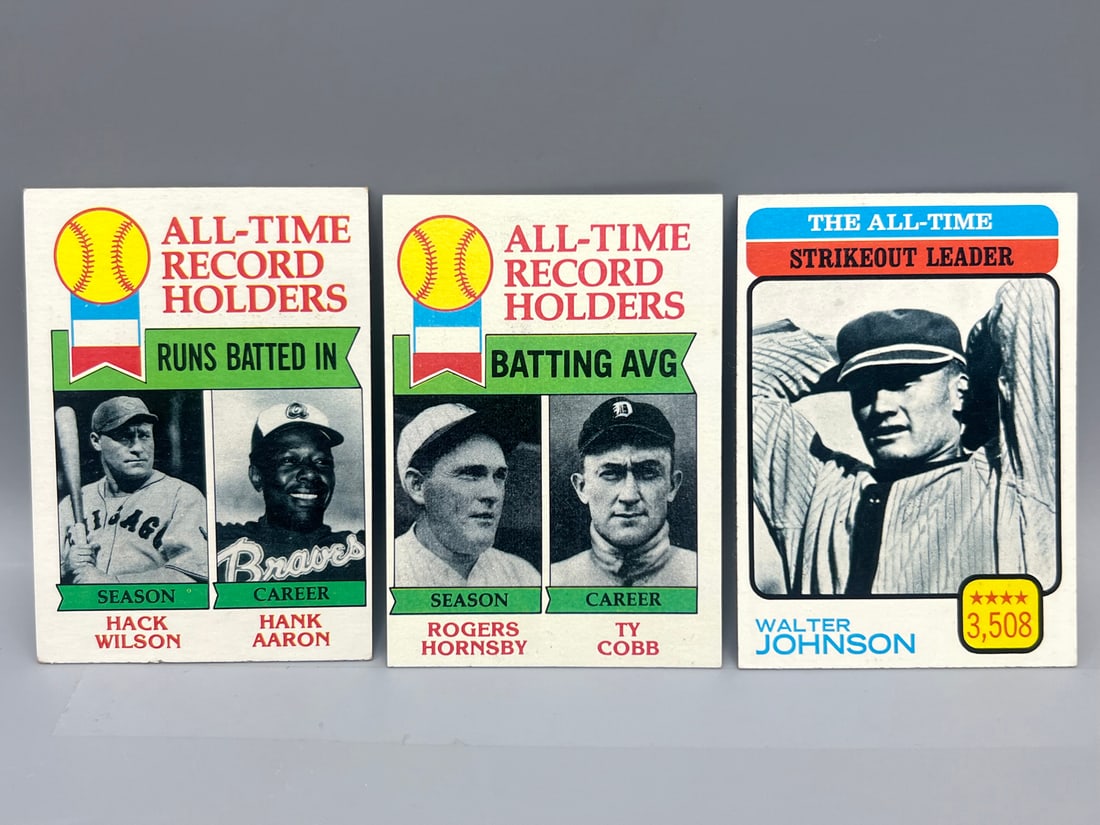 Lot of (3) 1970's Topps Baseball All Time Greats Cards - Varying Conditions (1 of 2)
