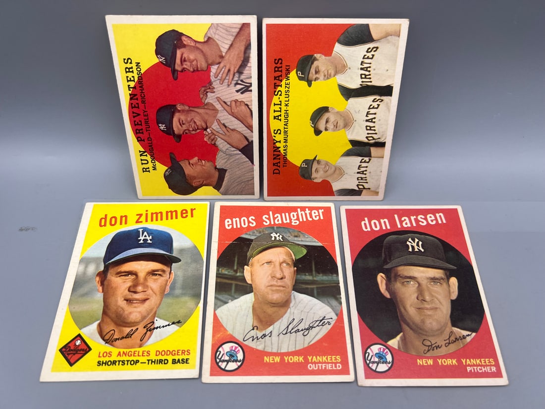 Lot of (5) 1959 Topps Star Player Cards - Varying Conditions - Enos Slaughter, Don Larsen, Don (1 of 2)