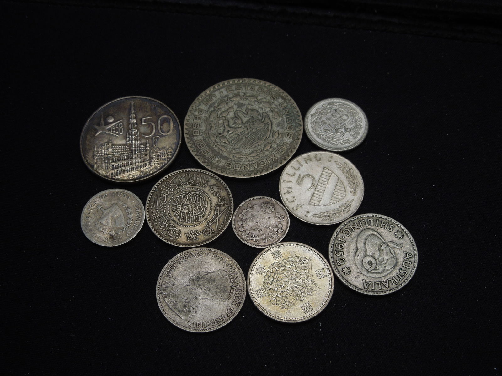 10 Foreign Silver Coins.  Circulated. (1 of 5)