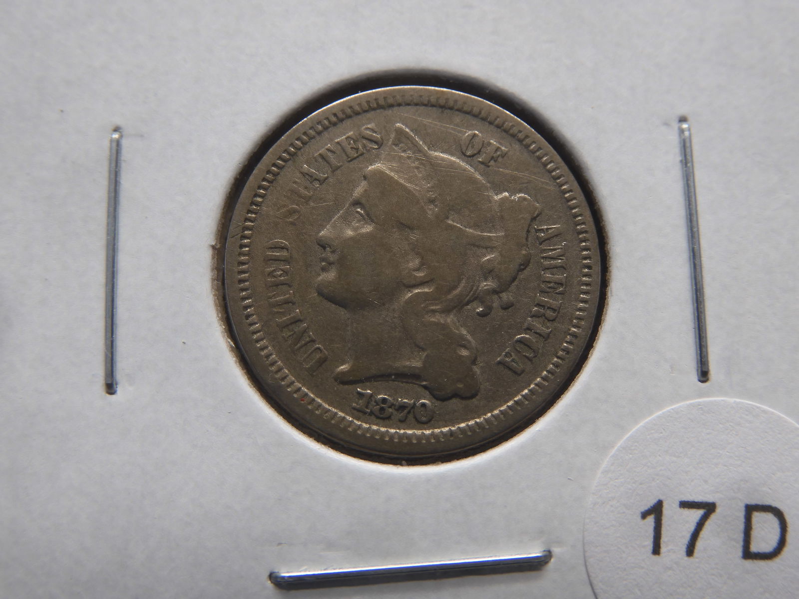 1870 Three-Cent Nickel. (1 of 3)