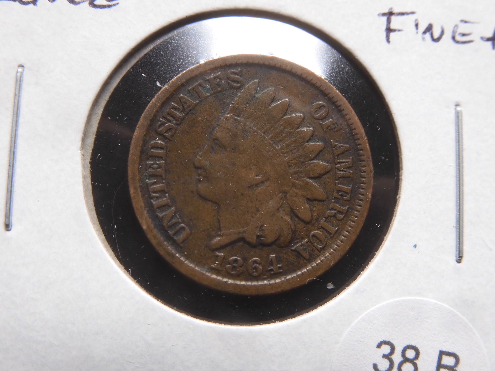 1864 Bronze Indian Head Cent.  Fine+. (1 of 3)