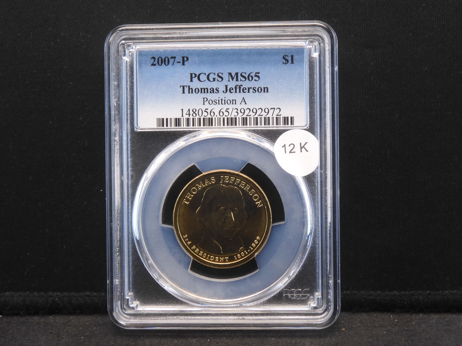 2007-P PCGS MS 65 - POSITION A - Thomas Jefferson Dollar - Variety Coin: 2007-P PCGS MS 65 - POSITION A - Thomas Jefferson Dollar - Variety Coin