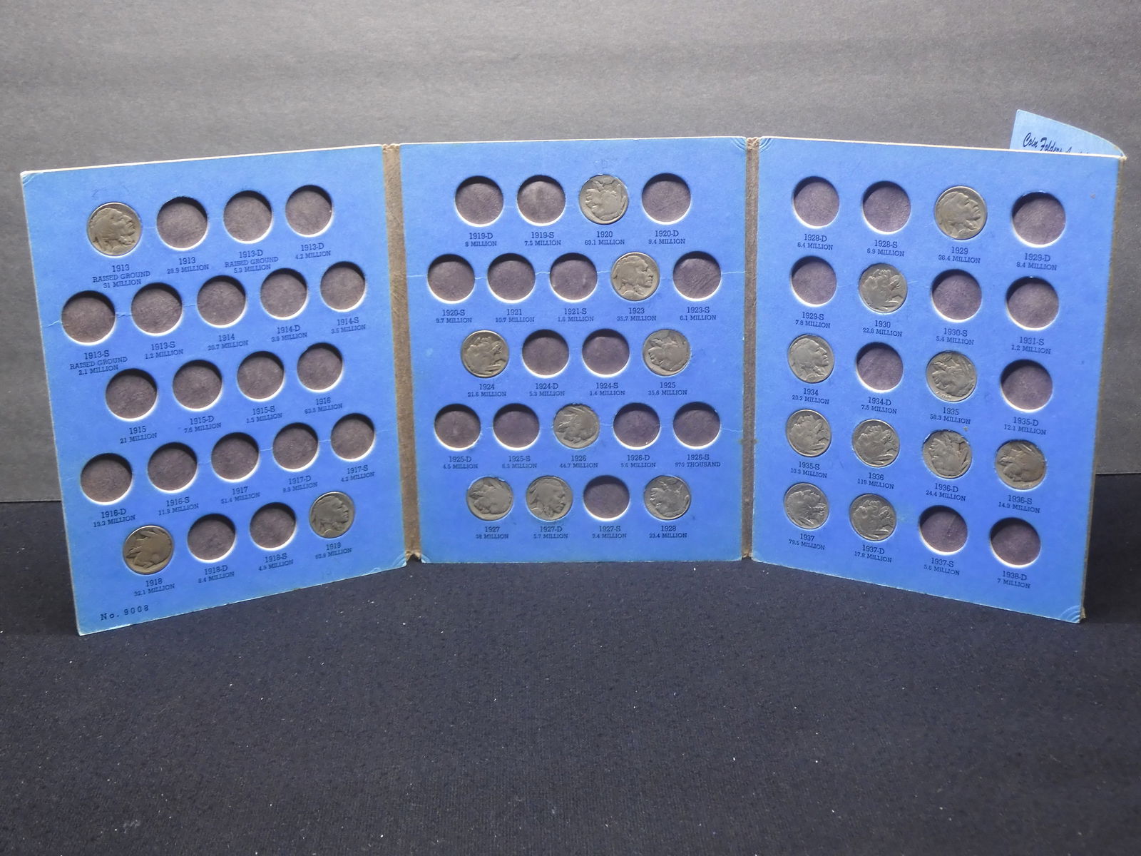 1913-1937 Buffalo Nickels 20-Coin Starter Set In Whitman Punch-In Folder. (1 of 8)