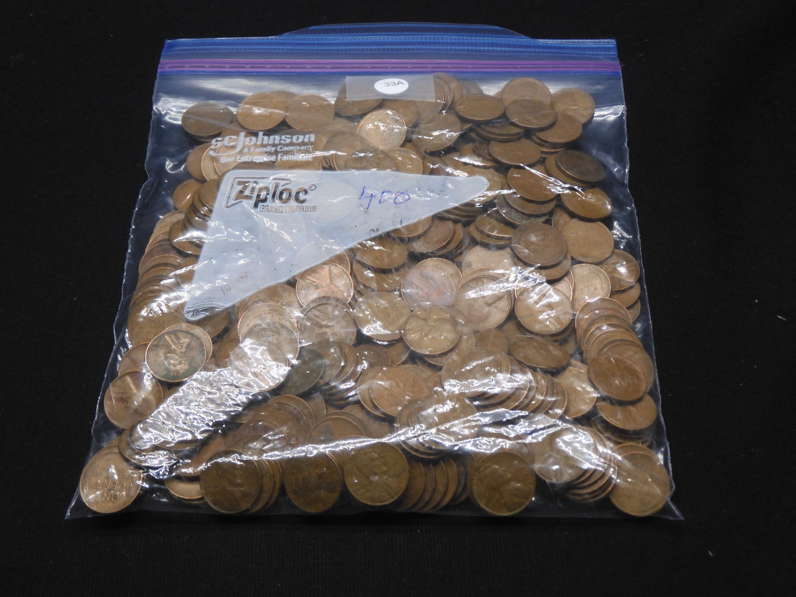 400 Unsearched wheat cents. Counted by weighing. Nice circulated. (1 of 3)
