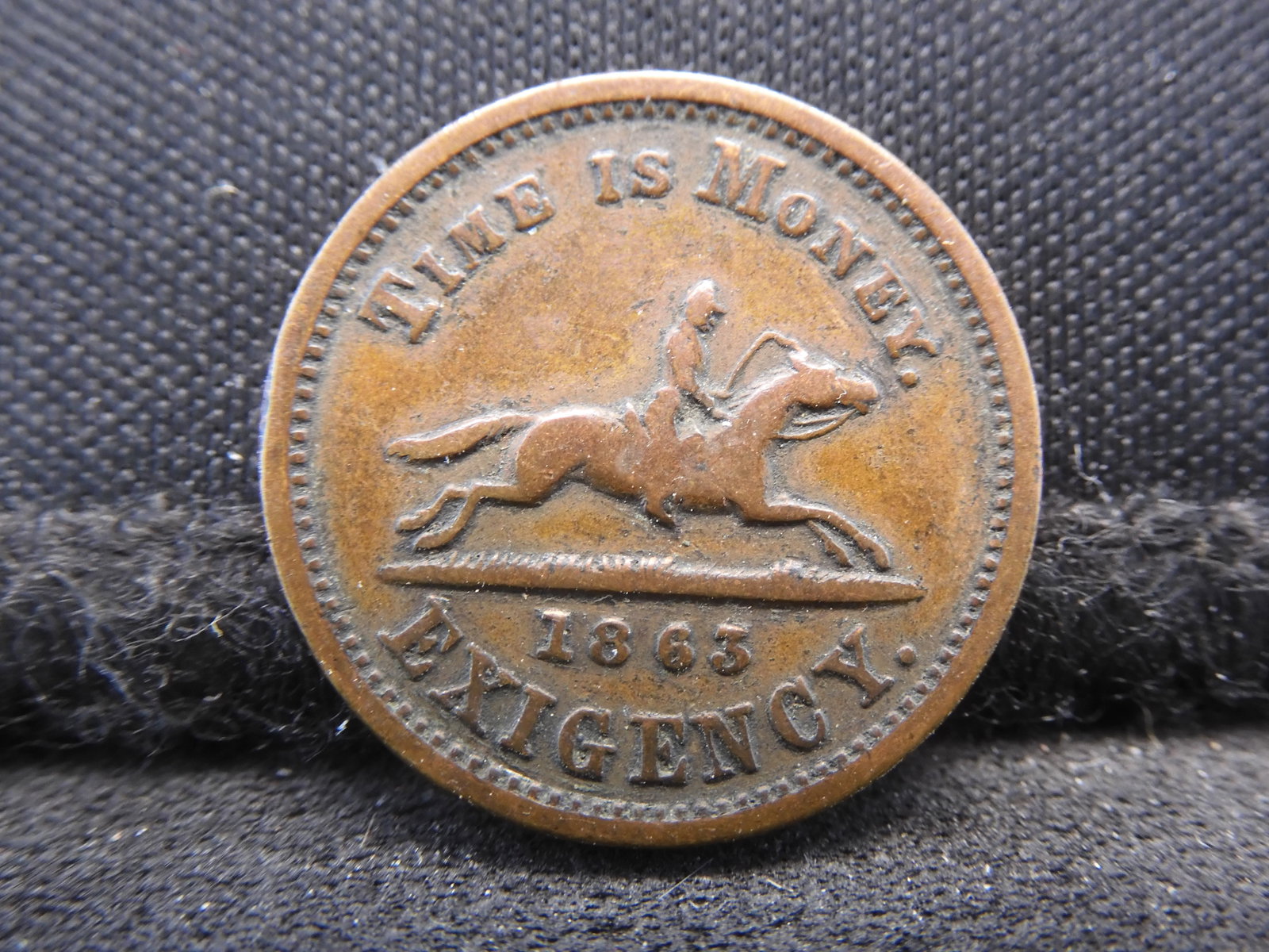 1863 Merchant Civil War Token Time is Money. Husseys Post New York. XF: 1863 Merchant Civil War Token Time is Money. Husseys Post New York. XF