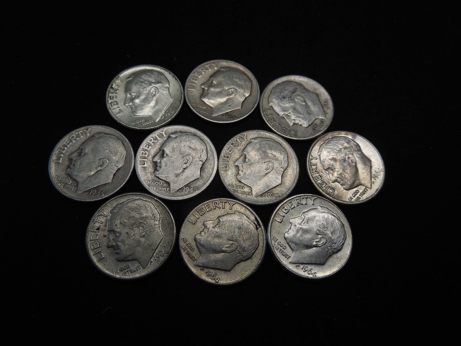 10 Roosevelt Dimes 90% Silver (1 of 4)