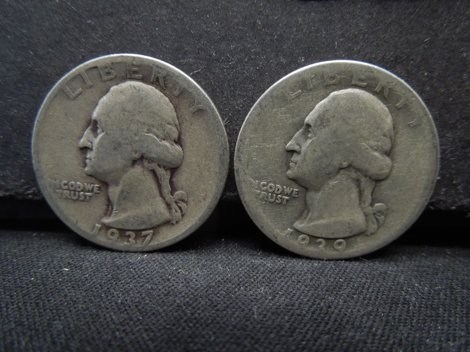 1937 + 1939-D Washington Quarters 90% Silver (1 of 2)