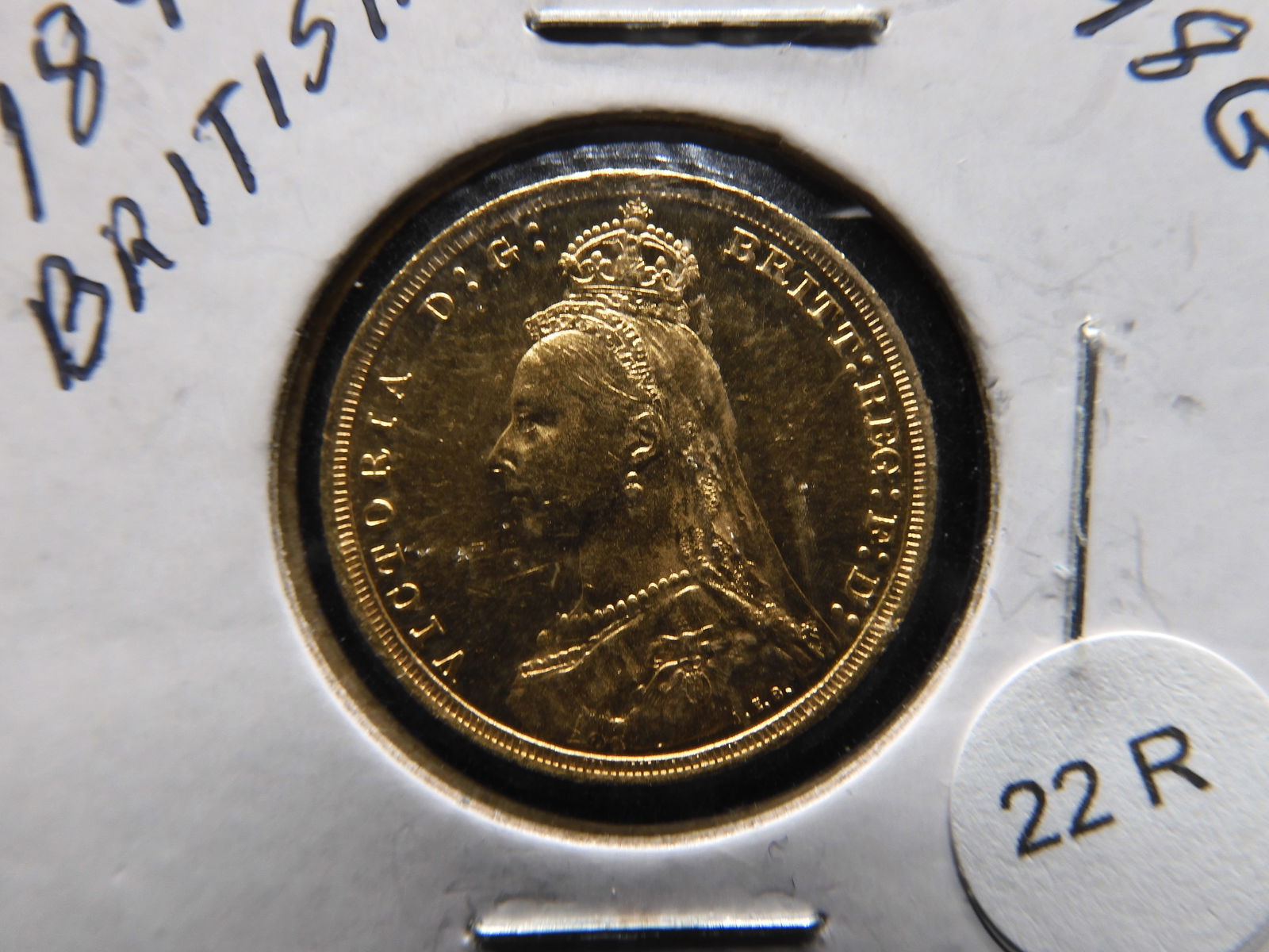 GOLD 1891 British Victoria Sovereign,  7.98 G (1 of 3)
