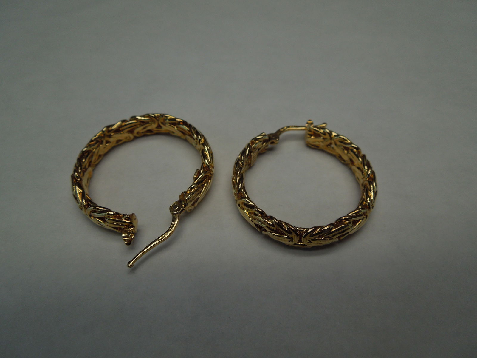 Pair of Gold Plated .925 Silver Hoop Earrings. Marked "Italy" Weight; 14.6 Grams (1 of 4)