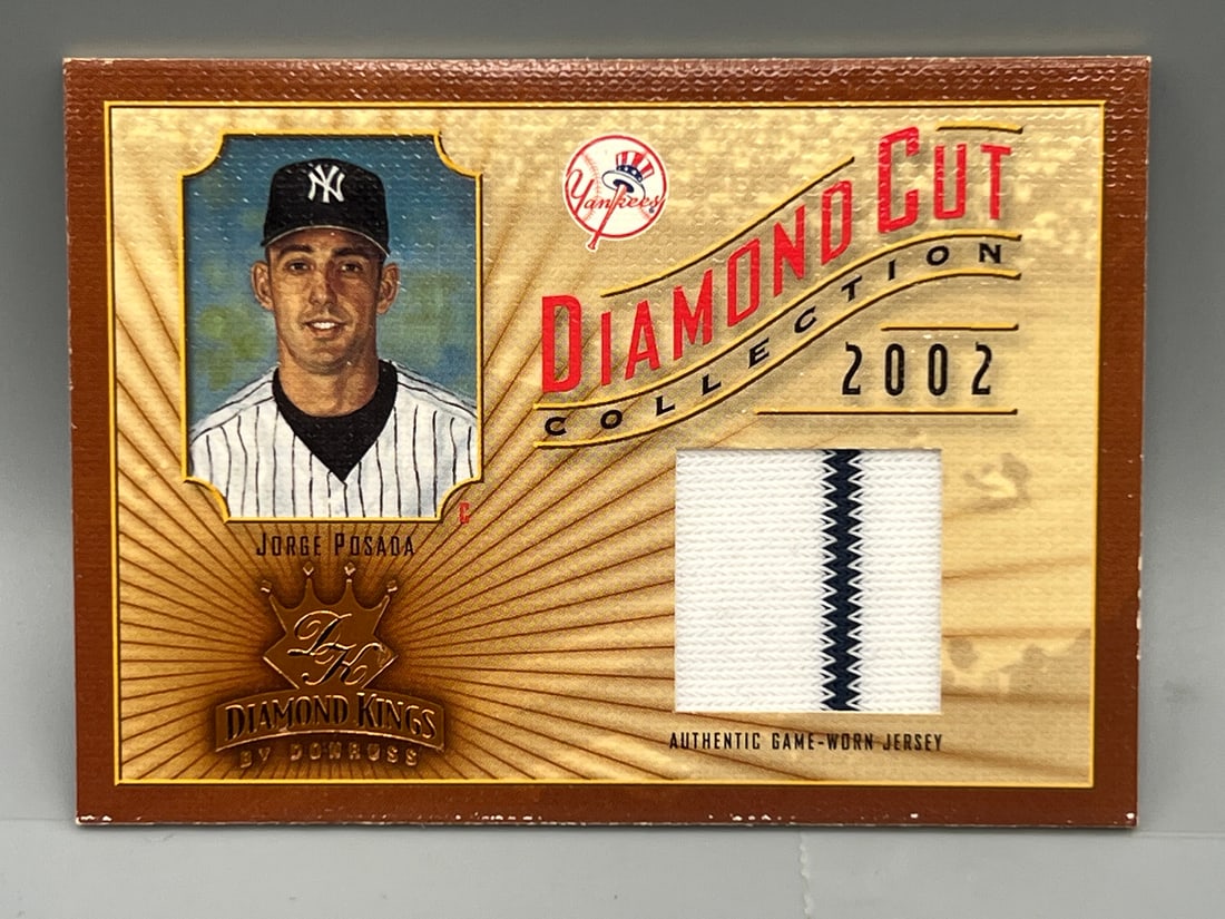 2002 Donruss Diamond Kings Jorge Posada Diamond Cut Collection Game Used Jersey Relic Card #190/500 (1 of 2)