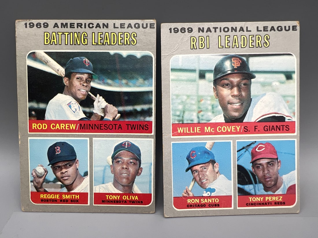 1970 Topps AL Batting Leaders #62 & NL RBI Leaders #63: 1970 Topps AL Batting Leaders #62 & NL RBI Leaders #63