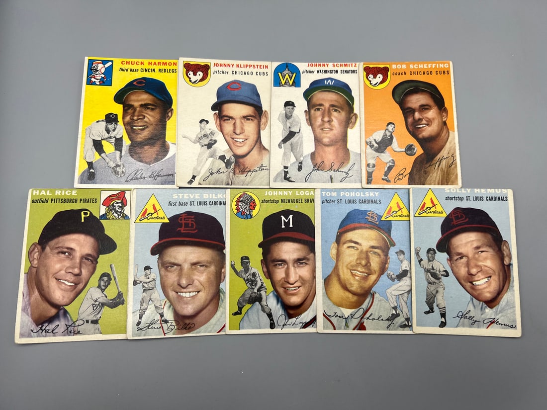 Lot of (9) 1954 Topps Baseball Cards - Varying Conditions (1 of 2)