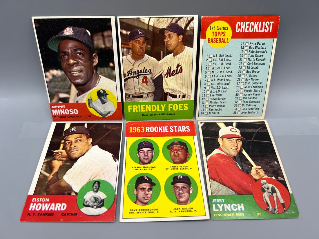 Lot of (6) 1963 Topps Baseball Star Player Cards - Varying Conditions - Minnie Minoso, Duke Snider, (1 of 2)