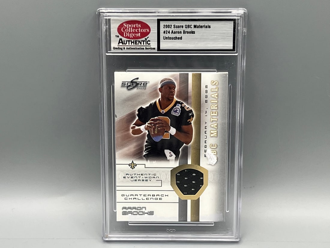2002 Score QBC Materials Aaron Brooks Untouched Event Worn Jersey Card SCD Slabbed (1 of 2)