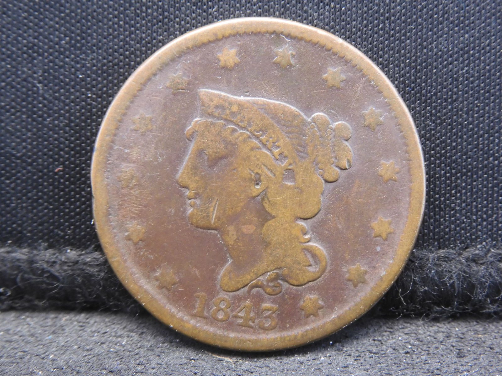 1843 Large Cent. Nice VG. (1 of 3)