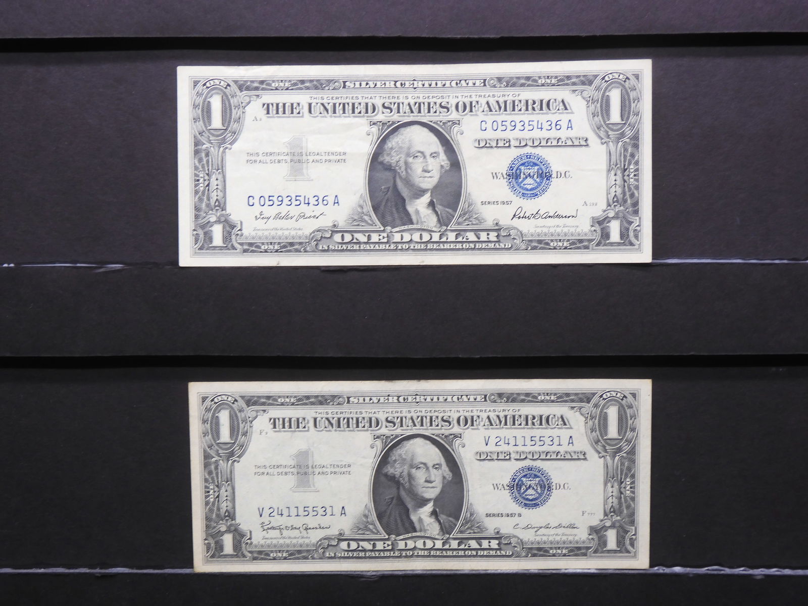 1957 1957-B Bright Crisp $1 Blue Seal Silver Certificates. (1 of 7)