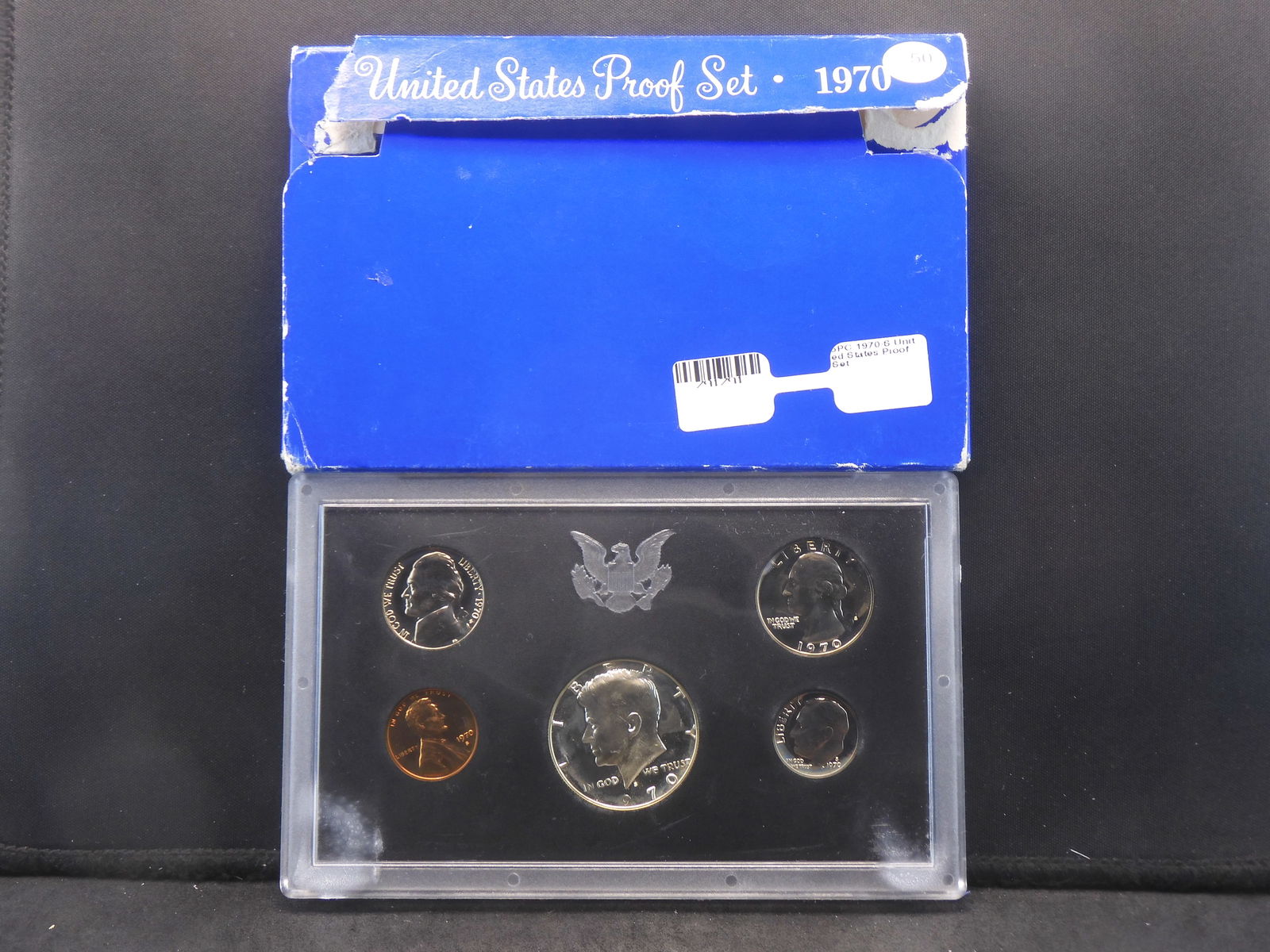 1970-S five-coin US proof set.  Tougher silver Kennedy Half. (1 of 3)