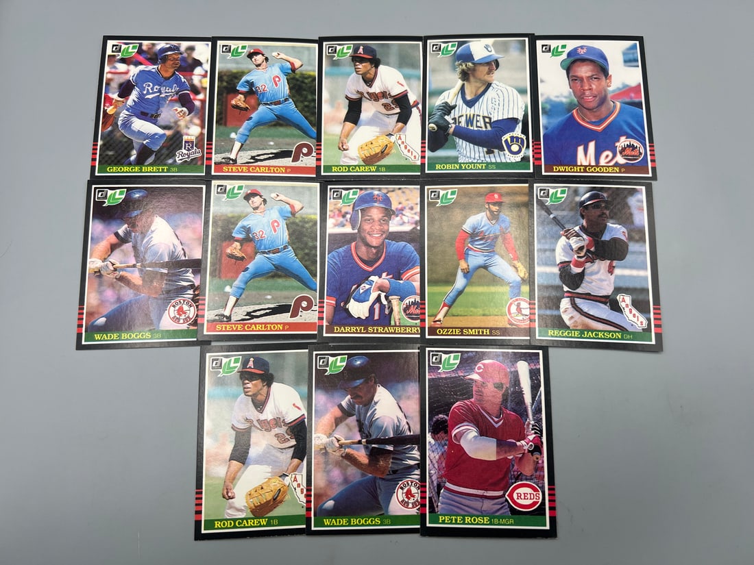 Lot of (13) 1985 Leaf Baseball Star Player Cards - Varying Conditions - Pete Rose, Reggie Jackson, (1 of 4)