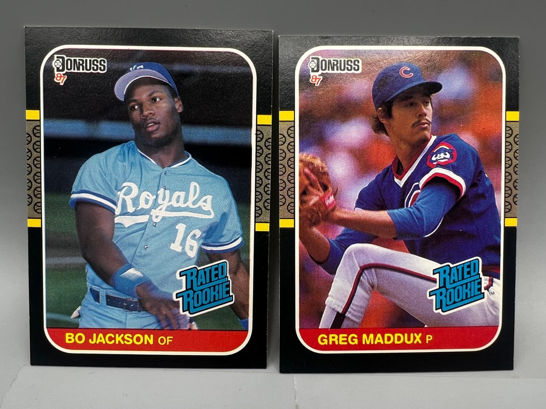 1987 Donruss Greg Maddux RC #36 & Bo Jackson RC #35: 1987 Donruss Greg Maddux RC #36 & Bo Jackson RC #35