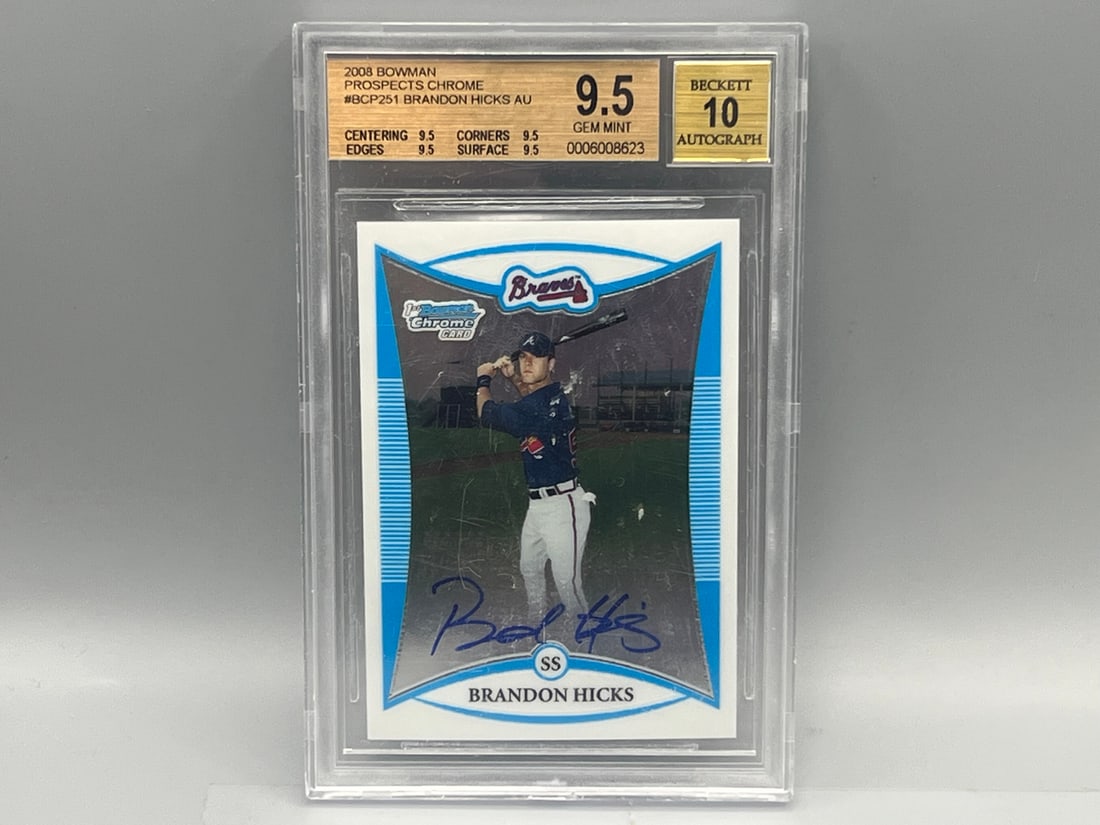 2008 Bowman Brandon Hicks Prospects Chrome On Card Auto BGS Gem Mint 9.5 W/ 10 Auto (1 of 2)