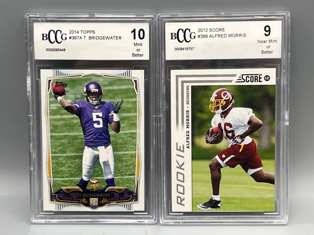 2014 Topps Teddy Bridgewater RC #367A BCCG Mint or Better 10 & 2012 Score Alfred Morris RC #386 BCCG (1 of 2)